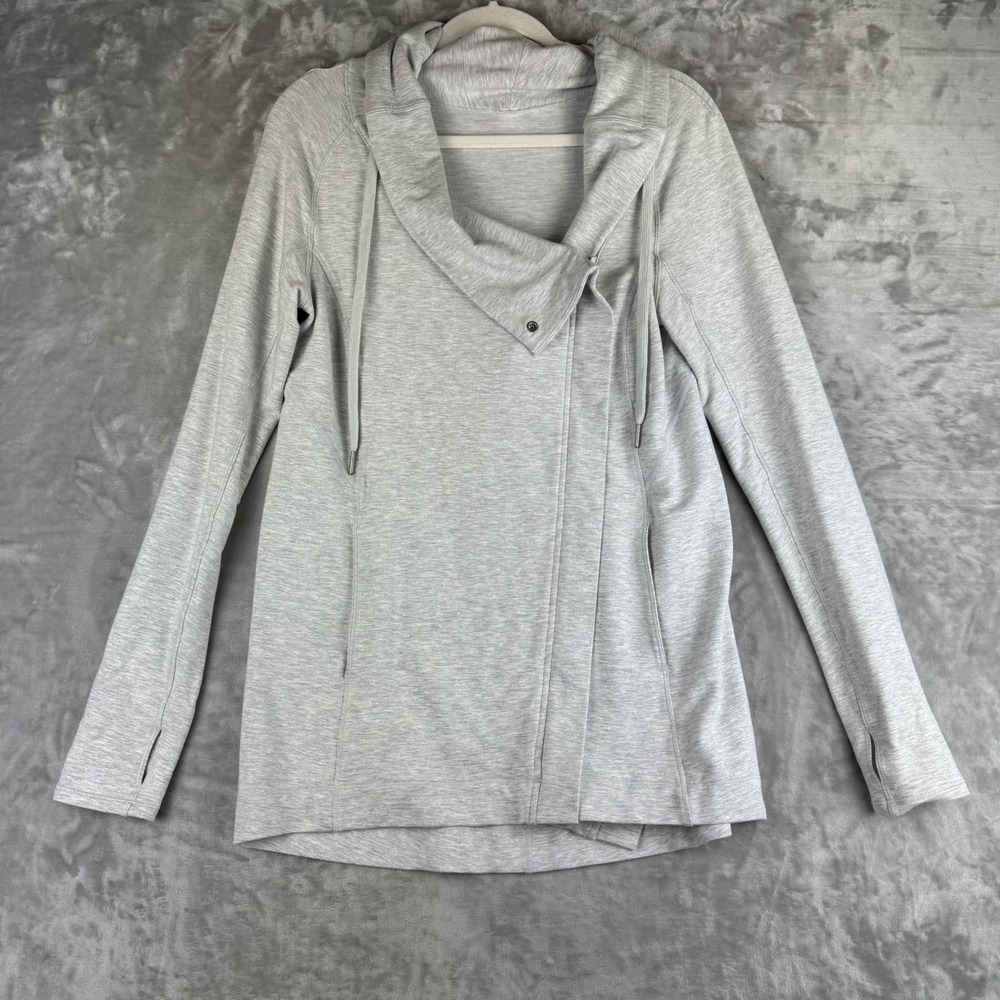 Lululemon Womens Size 6 Gray Heathered‎ Snap Front Funnel Neck (1385) Jacket